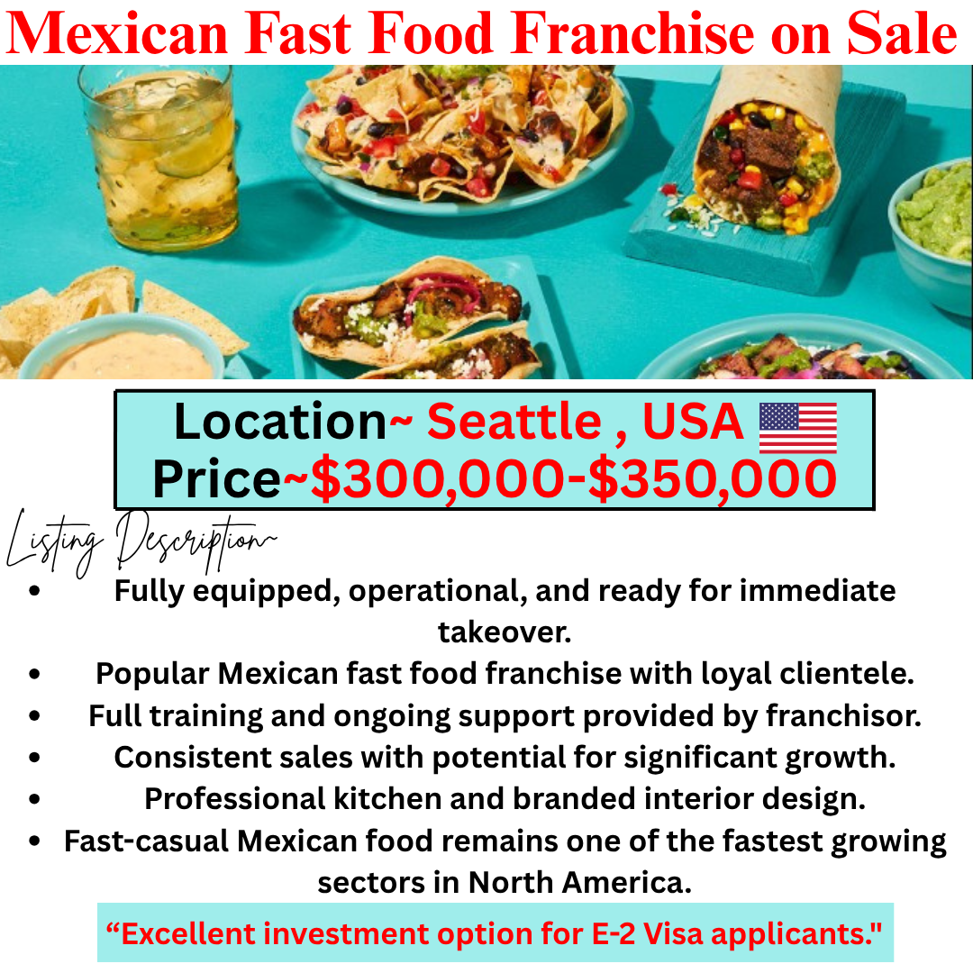  Premium Mexican Fast Food Franchise Opportunity on Sale